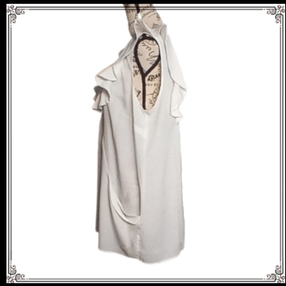 Daniel Rainn Ruffled Ivory Cocktail Flowy Lightweight Mini Dress Size Large - Picture 5 of 8
